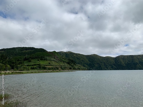 lake in the mountains in São Miguel, Azores, Portugal near Sete Cidades