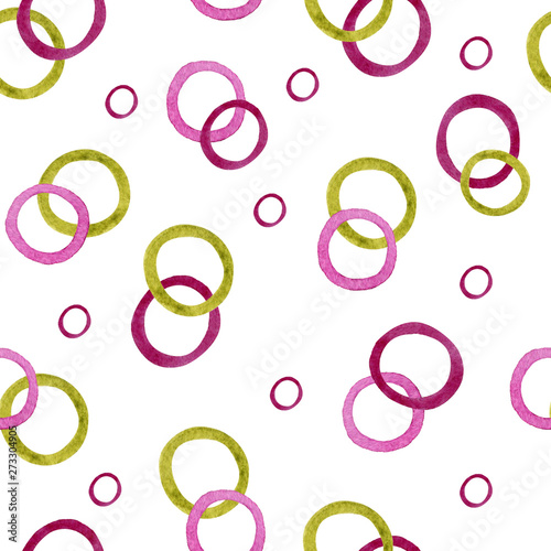 Seamless pattern with hand drawn watercolor circles. Perfect for wallpaper, textile, wrapping paper.