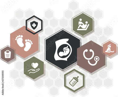 obstetrics / pregnancy / midwifery icon concept - vector illustration 