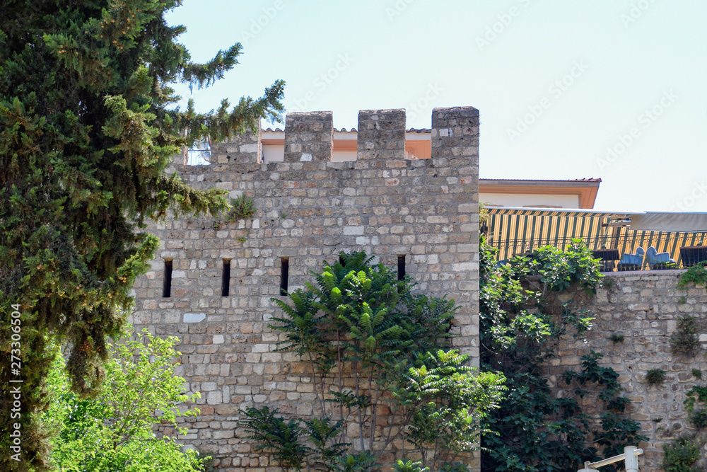 The defensive wall in Kaleici, the old city and the ancient wall.