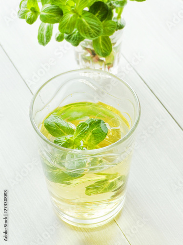 Mint tea in glass