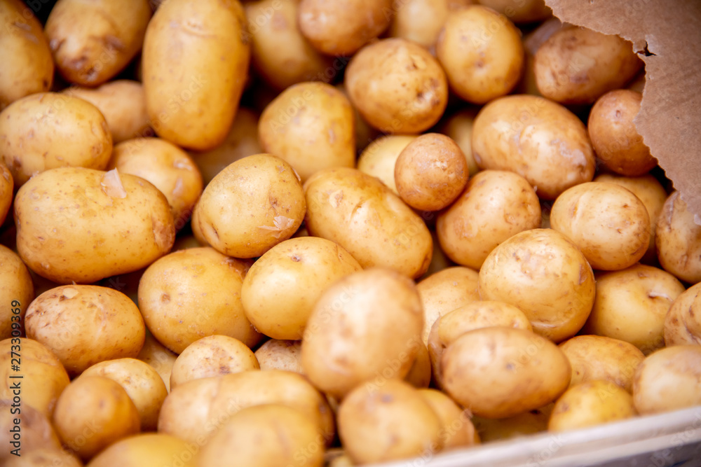 Potatoes at the market display Potatoes at the market display