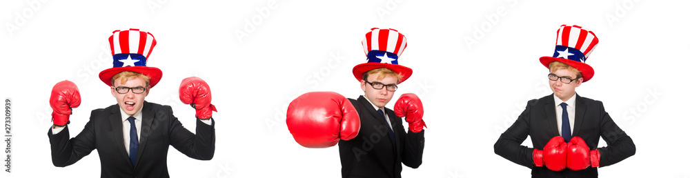 Man wearing hat with american symbols Man wearing hat with american symbols