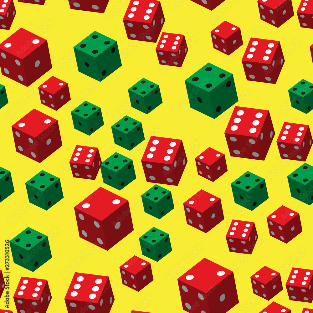 Red Green Dice Seamless Pattern, 3D illustration Red Green Dice Seamless Pattern, 3D illustration