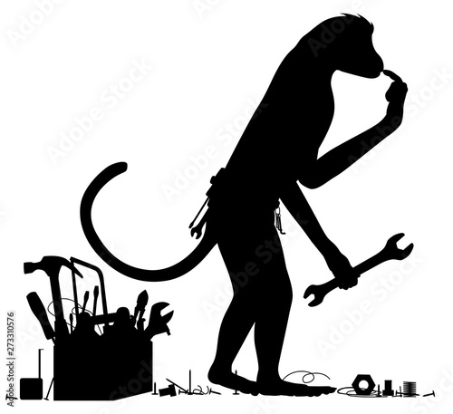 Monkey mechanic silhouette