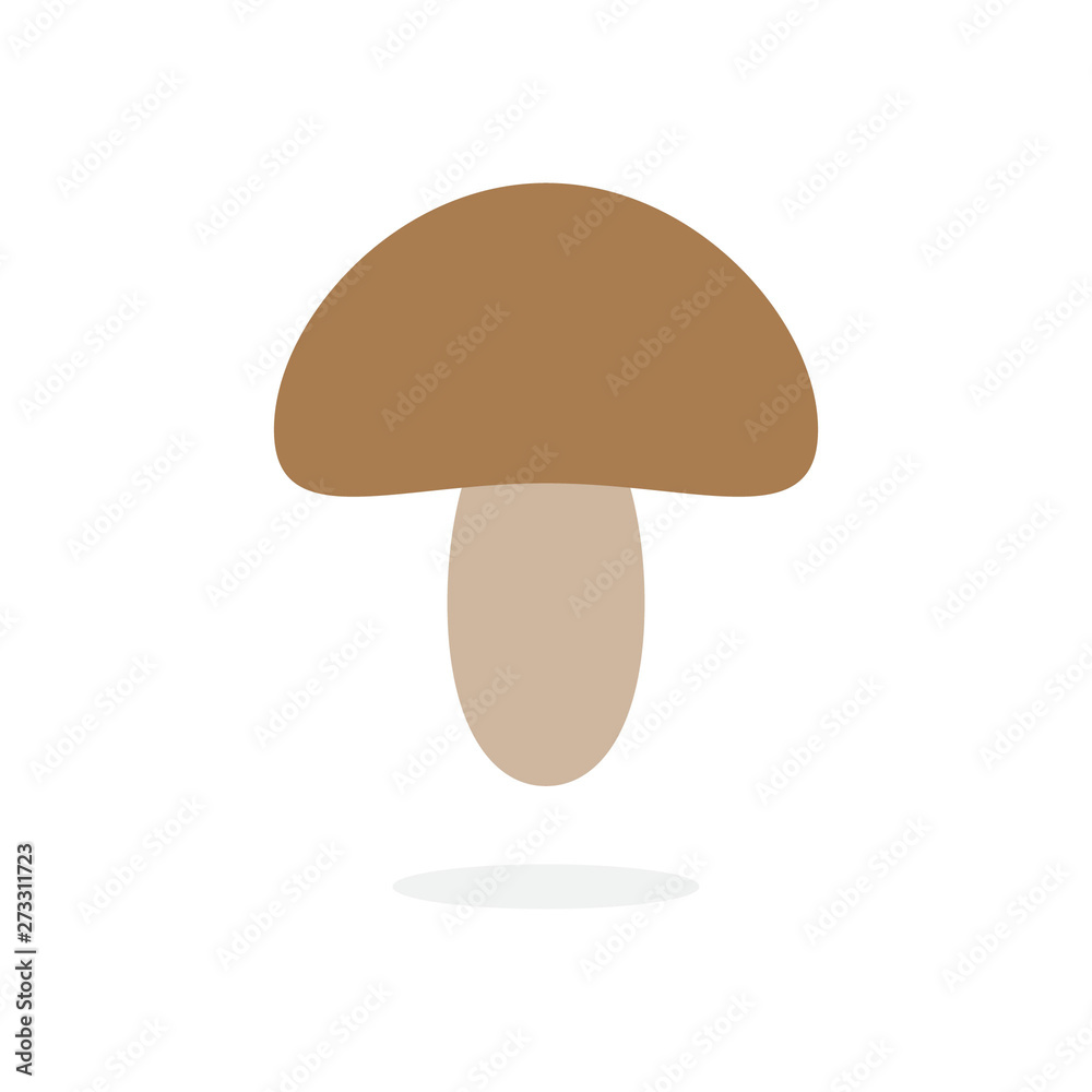 Cartoon vector icon illustration of mushroom champignon. Fresh cartoon organic mushroom isolated on background