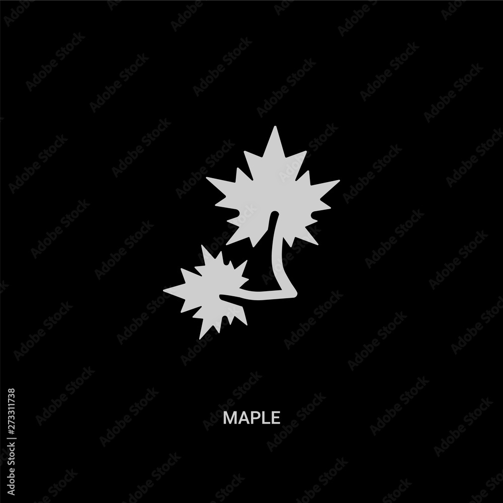 white maple vector icon on black background. modern flat maple from nature concept vector sign symbol can be use for web, mobile and logo.