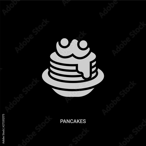 white pancakes vector icon on black background. modern flat pancakes from gastronomy concept vector sign symbol can be use for web, mobile and logo.