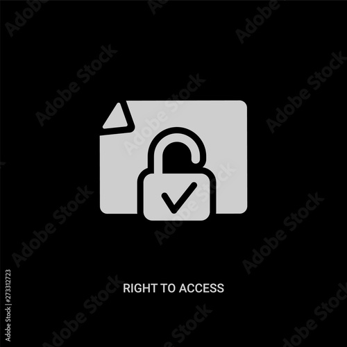 white right to access vector icon on black background. modern flat right to access from gdpr concept vector sign symbol can be use for web, mobile and logo.