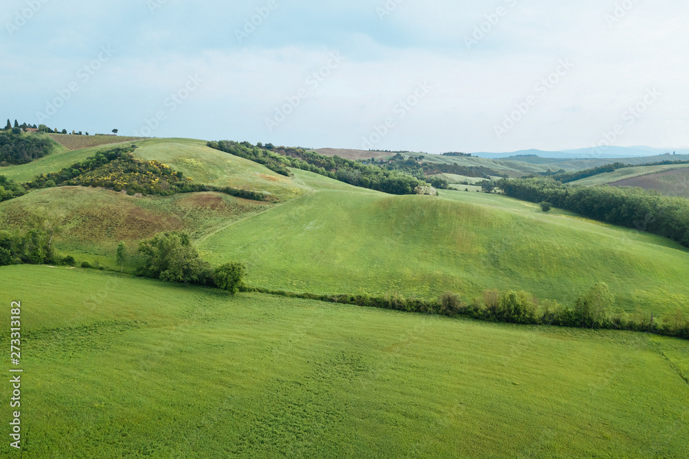Aerial view of the Tuscany landscape in springtime Aerial view of the Tuscany landscape in springtime
