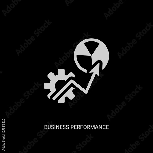 white business performance vector icon on black background. modern flat business performance from general concept vector sign symbol can be use for web, mobile and logo.