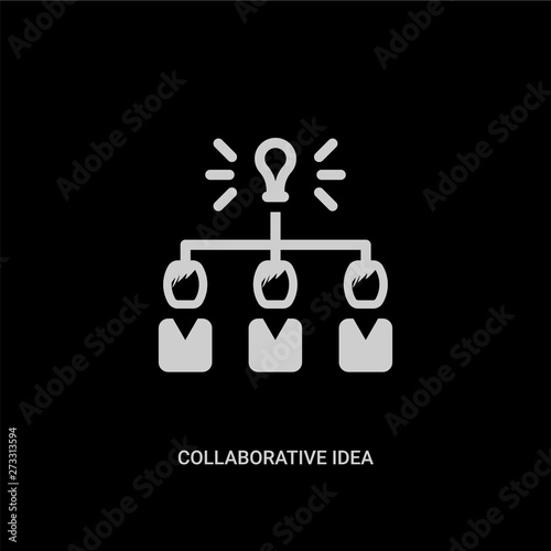 white collaborative idea vector icon on black background. modern flat collaborative idea from general concept vector sign symbol can be use for web, mobile and logo.