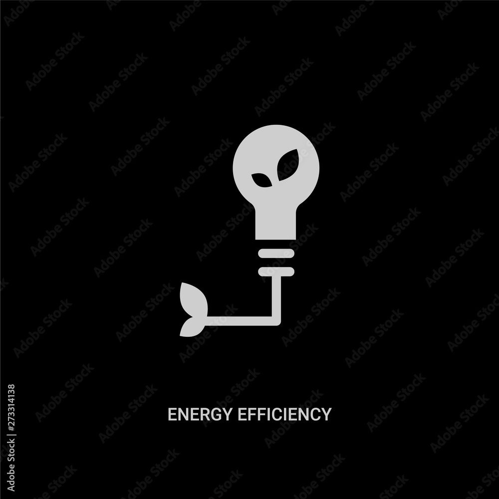 white energy efficiency vector icon on black background. modern flat energy efficiency from general concept vector sign symbol can be use for web, mobile and logo.