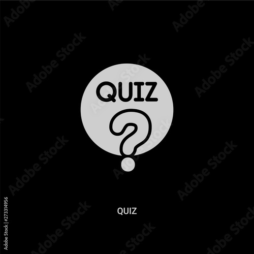 white quiz vector icon on black background. modern flat quiz from general concept vector sign symbol can be use for web, mobile and logo.
