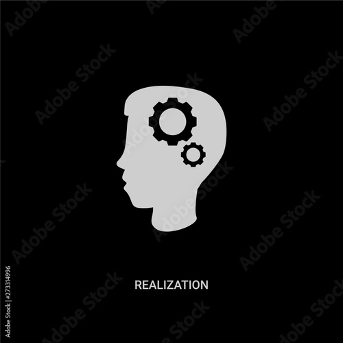 white realization vector icon on black background. modern flat realization from general concept vector sign symbol can be use for web, mobile and logo.