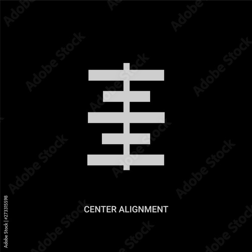 white center alignment vector icon on black background. modern flat center alignment from geometric figure concept vector sign symbol can be use for web, mobile and logo.