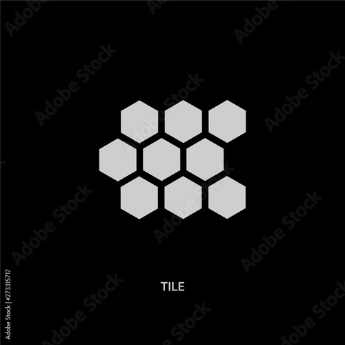 white tile vector icon on black background. modern flat tile from geometric figure concept vector sign symbol can be use for web, mobile and logo.