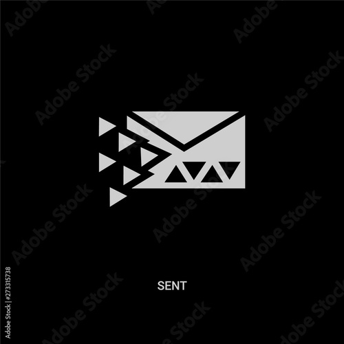 white sent vector icon on black background. modern flat sent from geometric figure concept vector sign symbol can be use for web, mobile and logo.