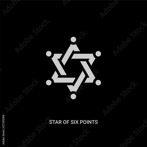 white star of six points vector icon on black background. modern flat star of six points from geometric figure concept vector sign symbol can be use for web, mobile and logo. photo