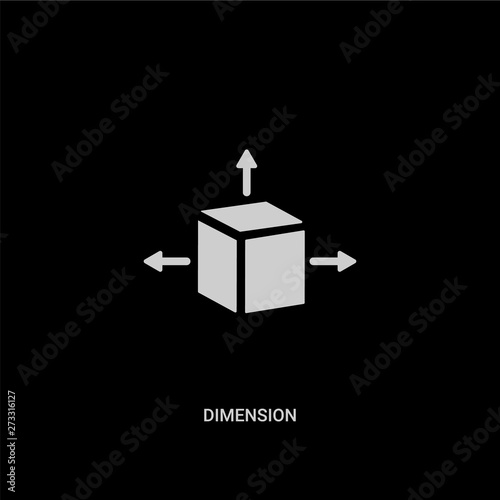 white dimension vector icon on black background. modern flat dimension from geometry concept vector sign symbol can be use for web, mobile and logo.