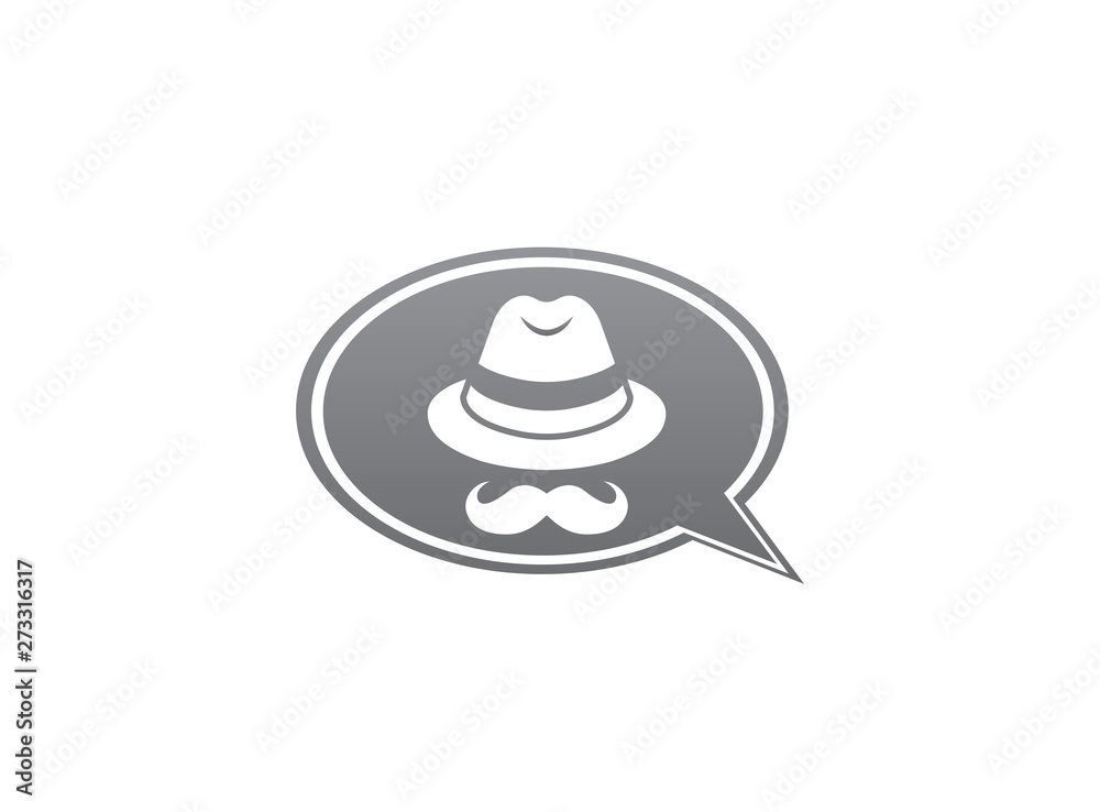 inspector with hat and mustache for logo design illustration, detector head in chat icon inspector with hat and mustache for logo design illustration, detector head in chat icon