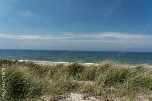 Sylt - View to Grass Dunes and Beach at Wenningstedt / Germany
