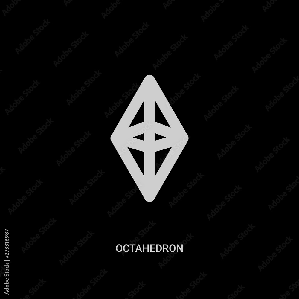 white octahedron vector icon on black background. modern flat octahedron from geometry concept vector sign symbol can be use for web, mobile and logo. white octahedron vector icon on black background. modern flat octahedron from geometry concept vector sign symbol can be use for web, mobile and logo.