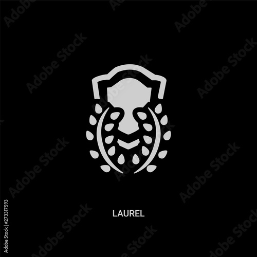 white laurel vector icon on black background. modern flat laurel from greece concept vector sign symbol can be use for web, mobile and logo.