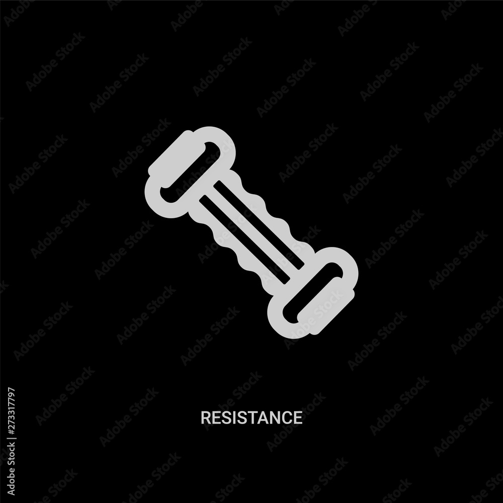 white resistance vector icon on black background. modern flat resistance from gym and fitness concept vector sign symbol can be use for web, mobile and logo. white resistance vector icon on black background. modern flat resistance from gym and fitness concept vector sign symbol can be use for web, mobile and logo.