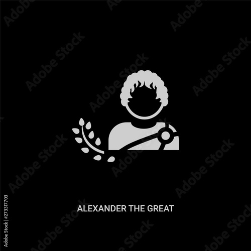 white alexander the great vector icon on black background. modern flat alexander the great from greece concept vector sign symbol can be use for web, mobile and logo.