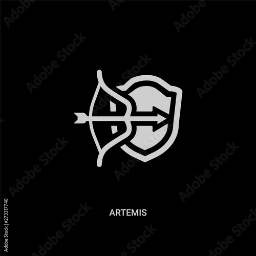 white artemis vector icon on black background. modern flat artemis from greece concept vector sign symbol can be use for web, mobile and logo.