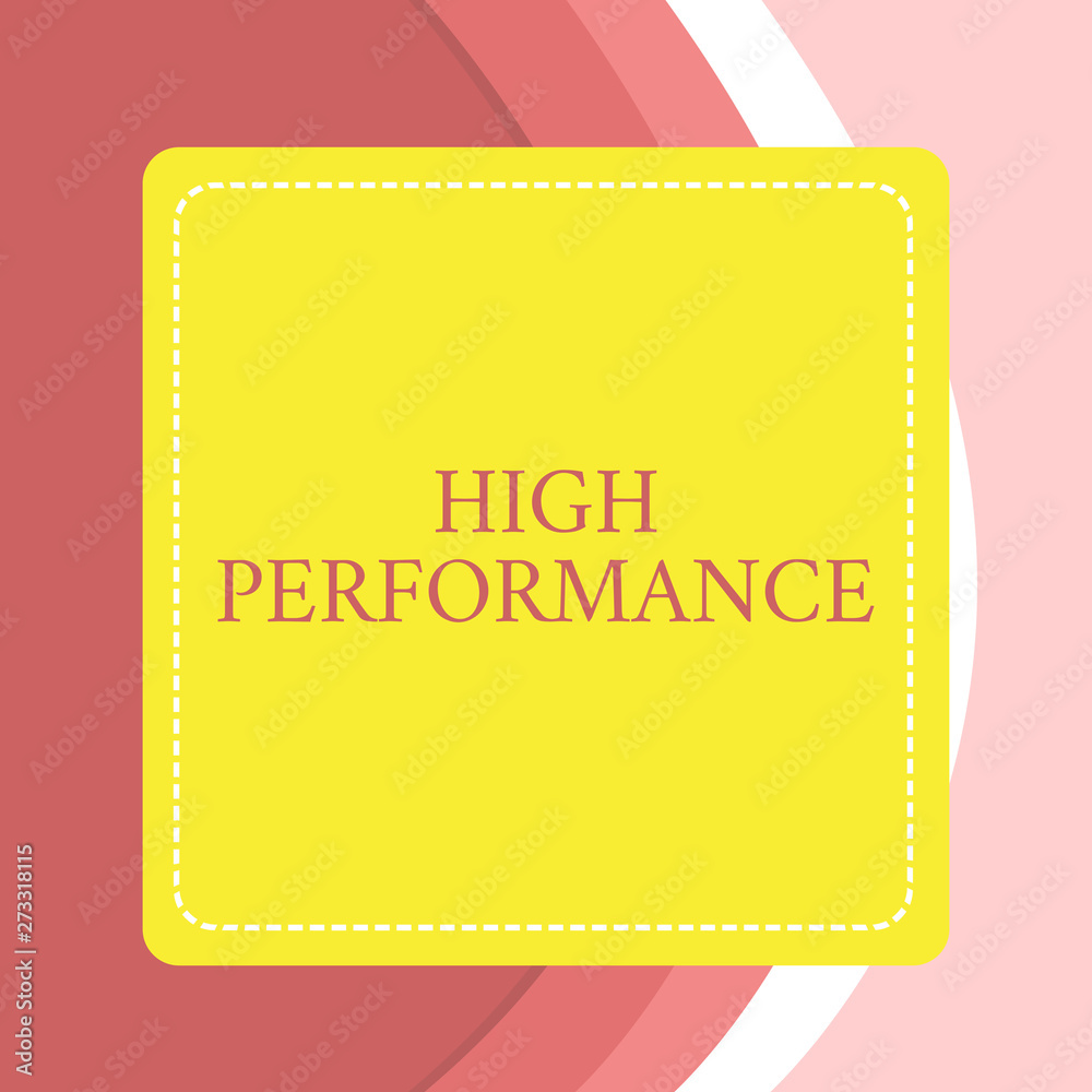 Word writing text High Perforanalysisce. Business photo showcasing organization development referring teams or virtual groups Dashed Stipple Line Blank Square Colored Cutout Frame Bright Background