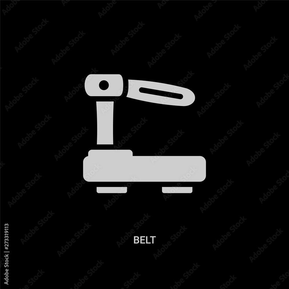 white belt vector icon on black background. modern flat belt from gym equipment concept vector sign symbol can be use for web, mobile and logo. white belt vector icon on black background. modern flat belt from gym equipment concept vector sign symbol can be use for web, mobile and logo.