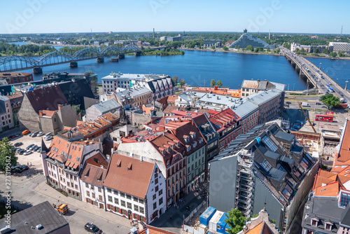High angle view of Riga, Latvia, Baltic States.