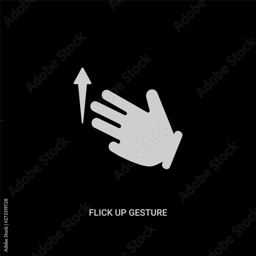 white flick up gesture vector icon on black background. modern flat flick up gesture from hands and guestures concept vector sign symbol can be use for web, mobile and logo.