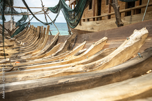 Place for macking traditional wooden boats in Sulawesi Bria Indoneisa