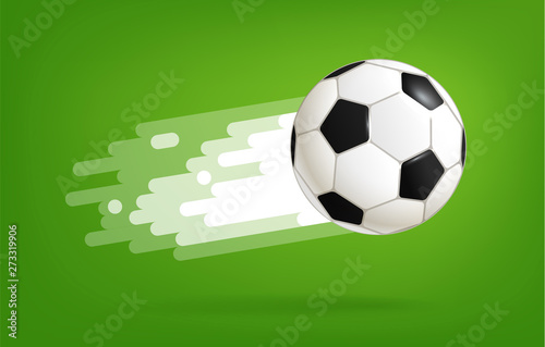 Flying soccer ball. World competition concept