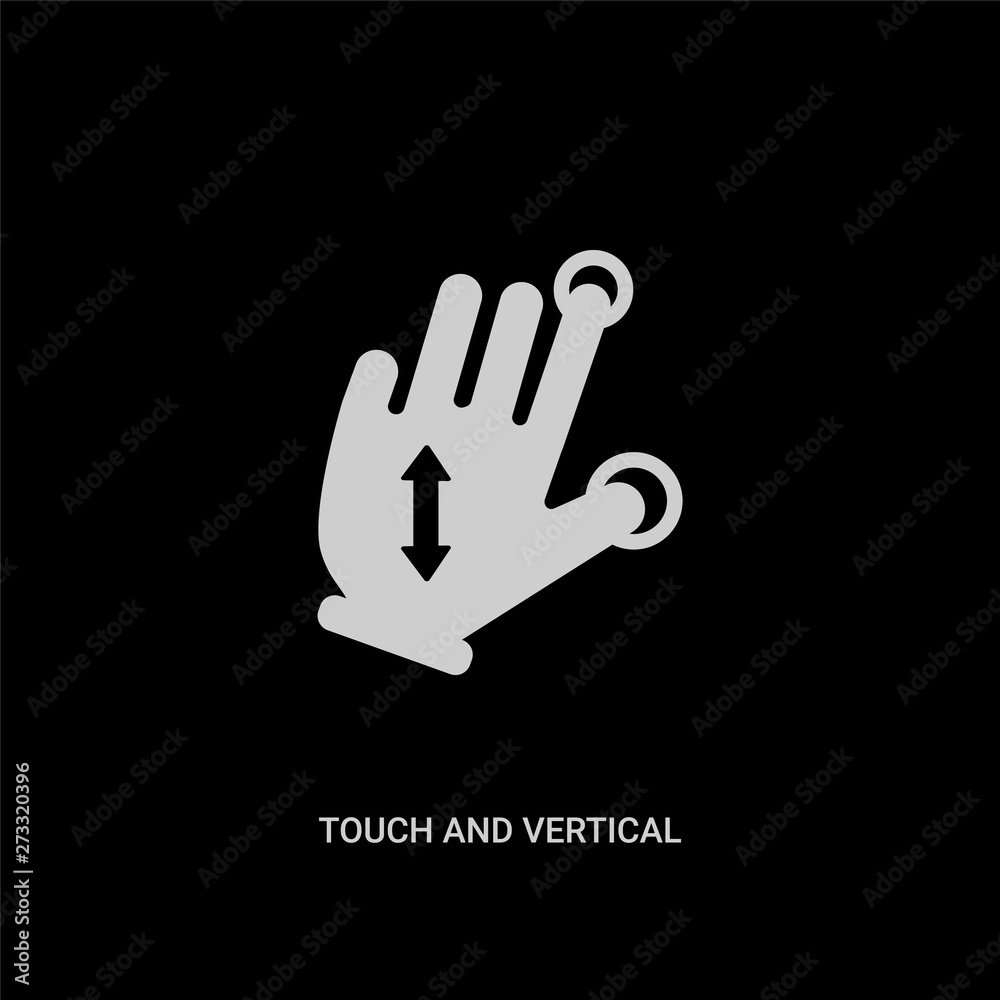 white touch and vertical sliding gesture vector icon on black background. modern flat touch and vertical sliding gesture from hands and guestures concept vector sign symbol can be use for web, white touch and vertical sliding gesture vector icon on black background. modern flat touch and vertical sliding gesture from hands and guestures concept vector sign symbol can be use for web,
