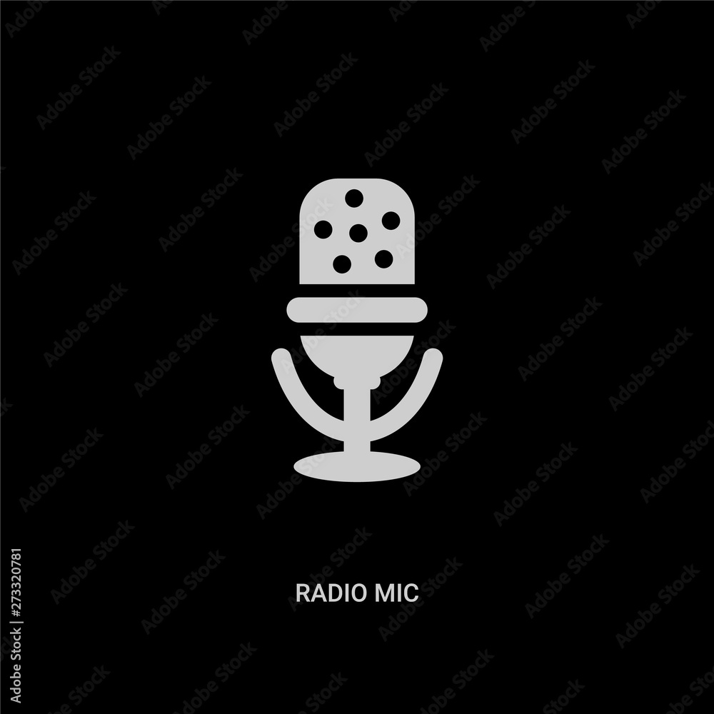 white radio mic vector icon on black background. modern flat radio mic from hardware concept vector sign symbol can be use for web, mobile and logo.