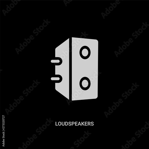 white loudspeakers vector icon on black background. modern flat loudspeakers from hardware concept vector sign symbol can be use for web, mobile and logo.