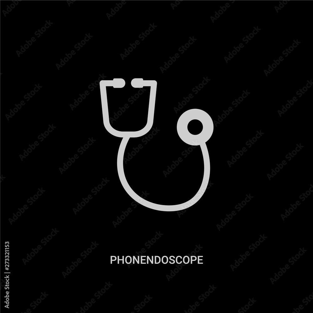 white phonendoscope vector icon on black background. modern flat phonendoscope from health and medical concept vector sign symbol can be use for web, mobile and logo. white phonendoscope vector icon on black background. modern flat phonendoscope from health and medical concept vector sign symbol can be use for web, mobile and logo.