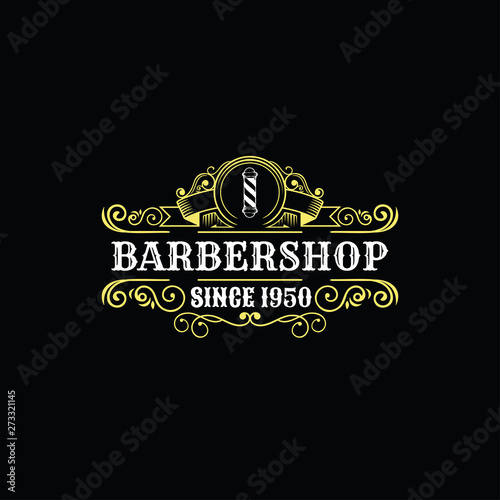 vintage badges of barber shop, haircut and emblems