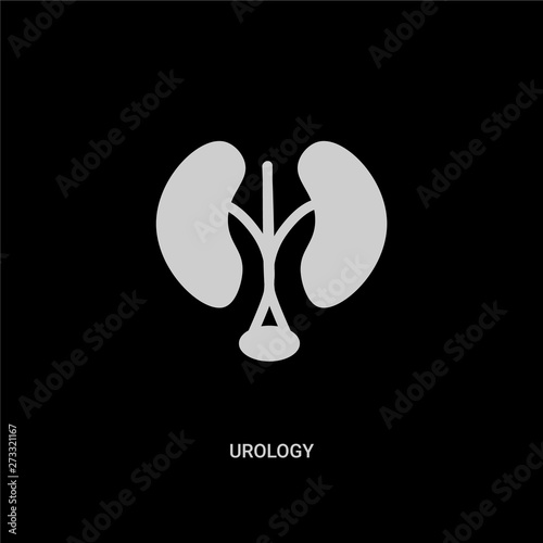 white urology vector icon on black background. modern flat urology from health and medical concept vector sign symbol can be use for web, mobile and logo.