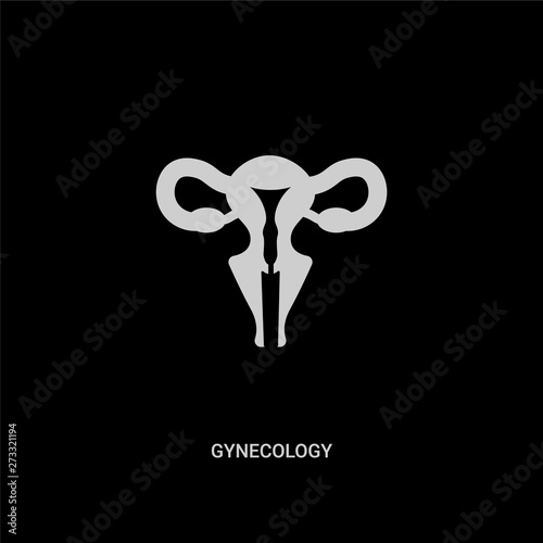 white gynecology vector icon on black background. modern flat gynecology from health and medical concept vector sign symbol can be use for web, mobile and logo.