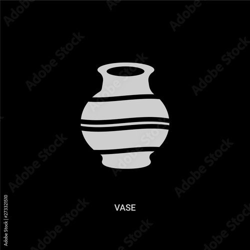 white vase vector icon on black background. modern flat vase from history concept vector sign symbol can be use for web, mobile and logo.
