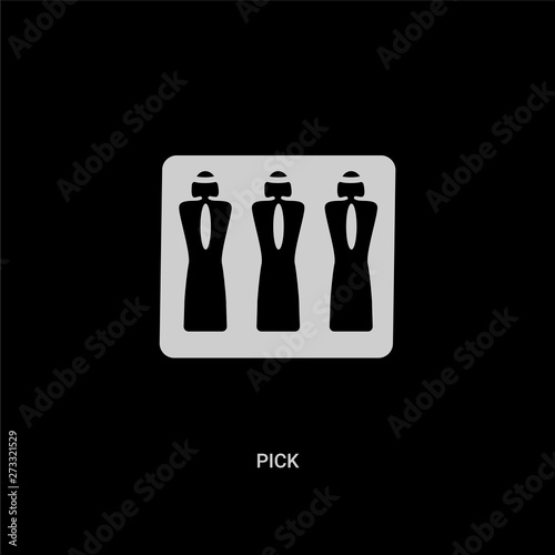 white pick vector icon on black background. modern flat pick from history concept vector sign symbol can be use for web, mobile and logo.