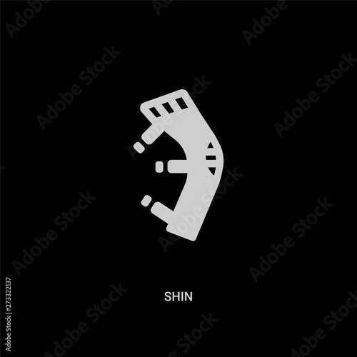white shin vector icon on black background. modern flat shin from hockey concept vector sign symbol can be use for web, mobile and logo.