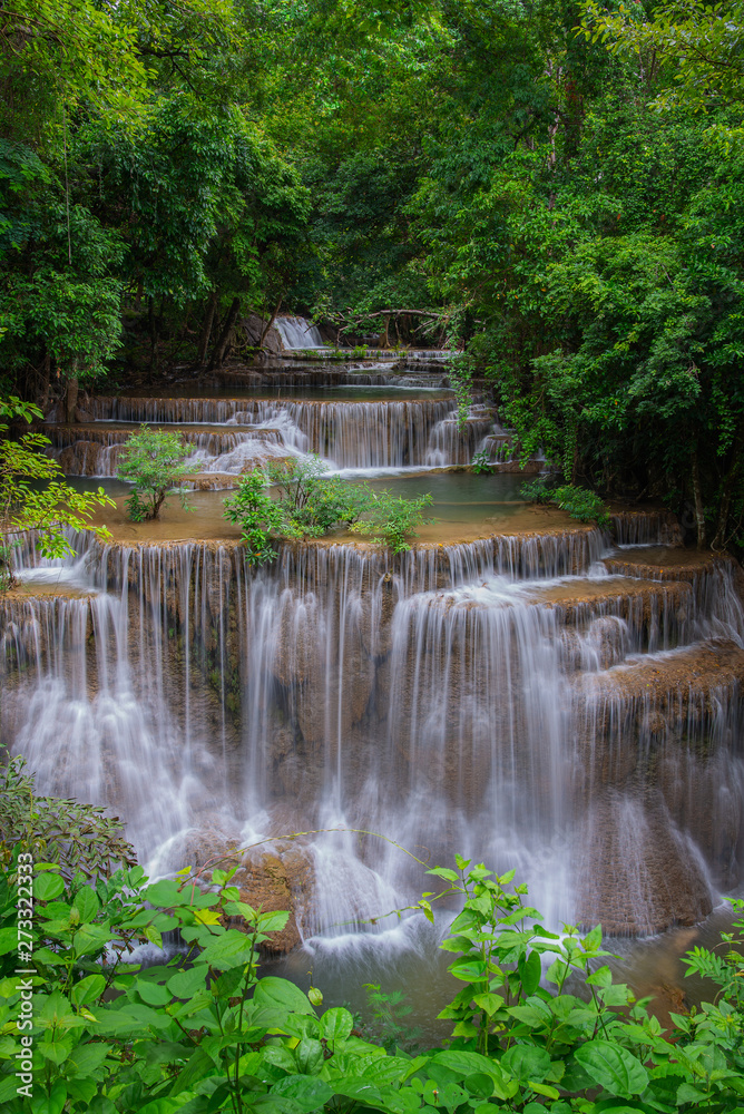Beautiful waterfall at Huay Mae Kamin Kanjanaburi Thailand.