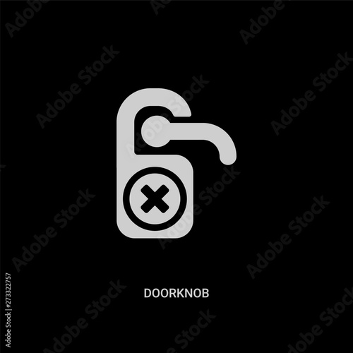 white doorknob vector icon on black background. modern flat doorknob from hotel and restaurant concept vector sign symbol can be use for web, mobile and logo.