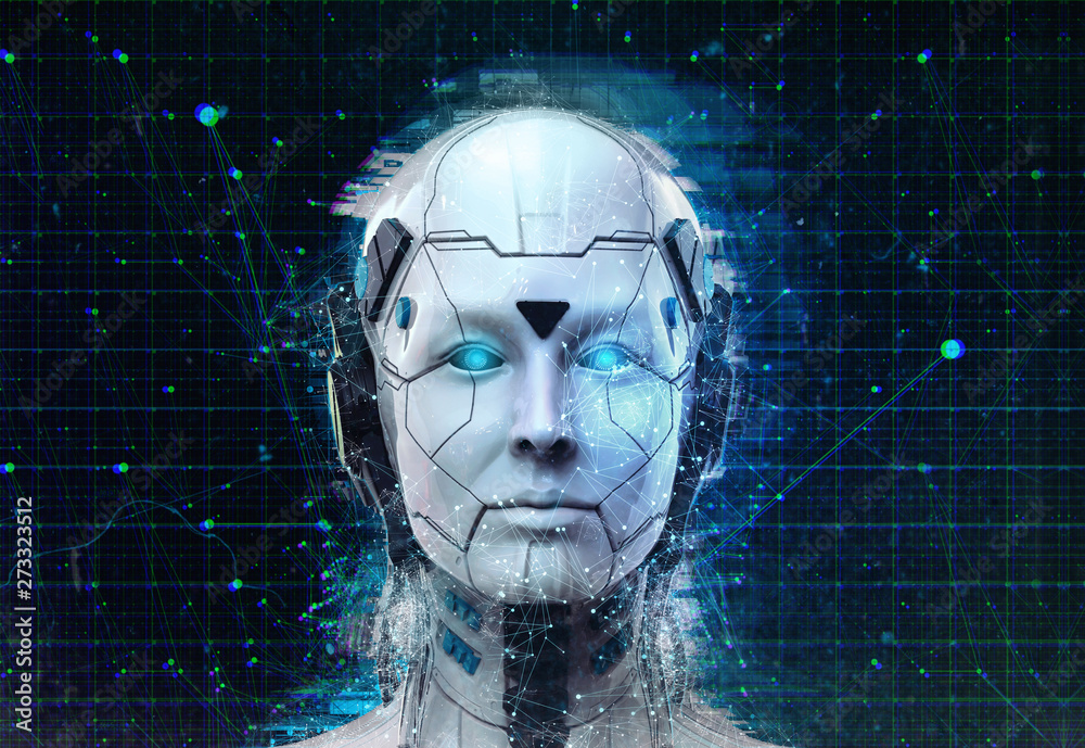 Technology Robot sci-fi woman Cyborg android background -Humanoid